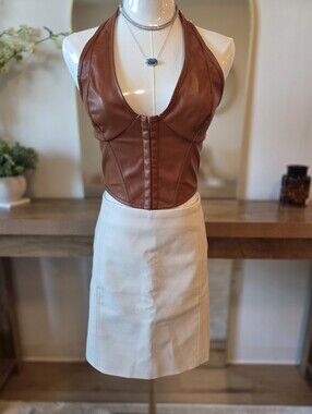 Bagatelle White Leather Skirt